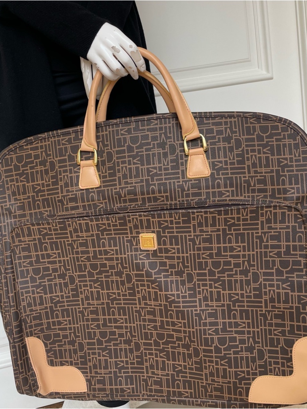 Vintage Diane von Furstenberg DVF Monogram Garment Bag w/ Tag Lock Keys